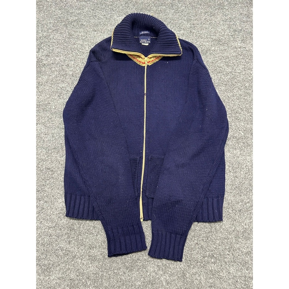 Koret Sweater Womens Size XL Navy Blue Full Zip Cardigan Knit Contrast Collar